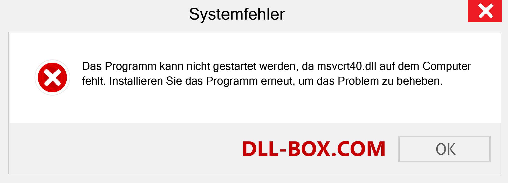 msvcrt40.dll-Datei fehlt?. Download für Windows 7, 8, 10 - Fix msvcrt40 dll Missing Error unter Windows, Fotos, Bildern