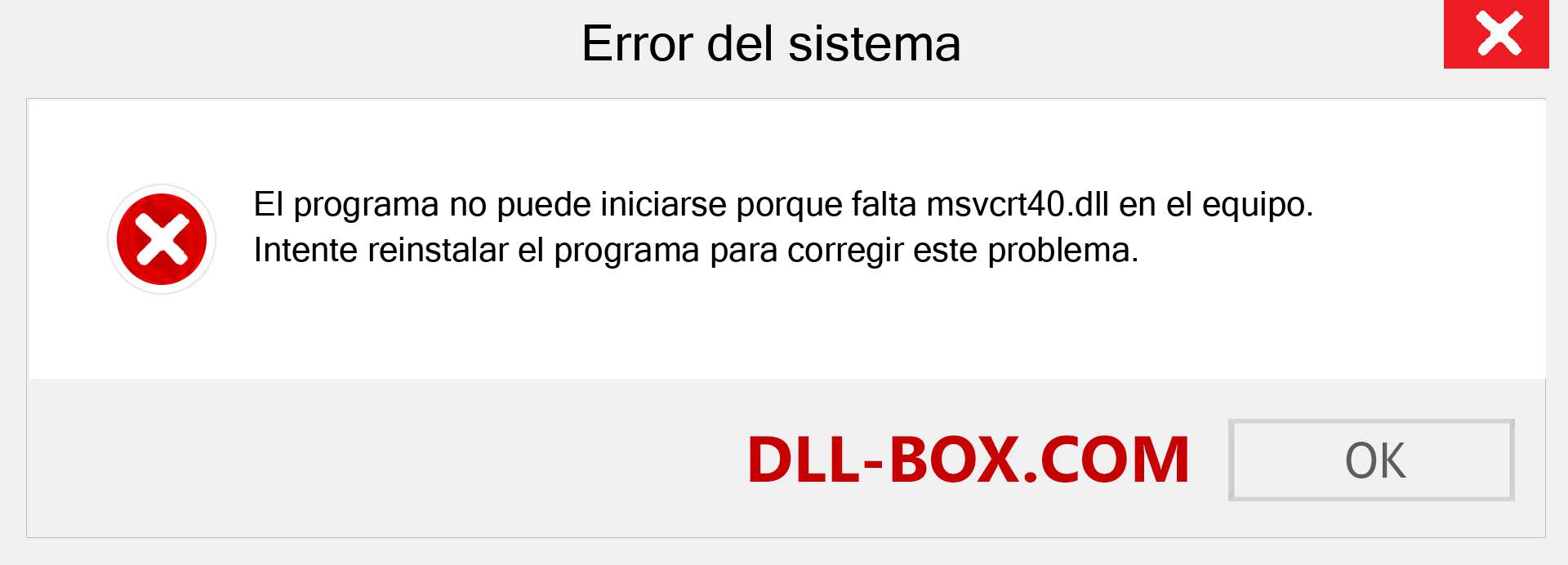 ¿Falta el archivo msvcrt40.dll ?. Descargar para Windows 7, 8, 10 - Corregir msvcrt40 dll Missing Error en Windows, fotos, imágenes