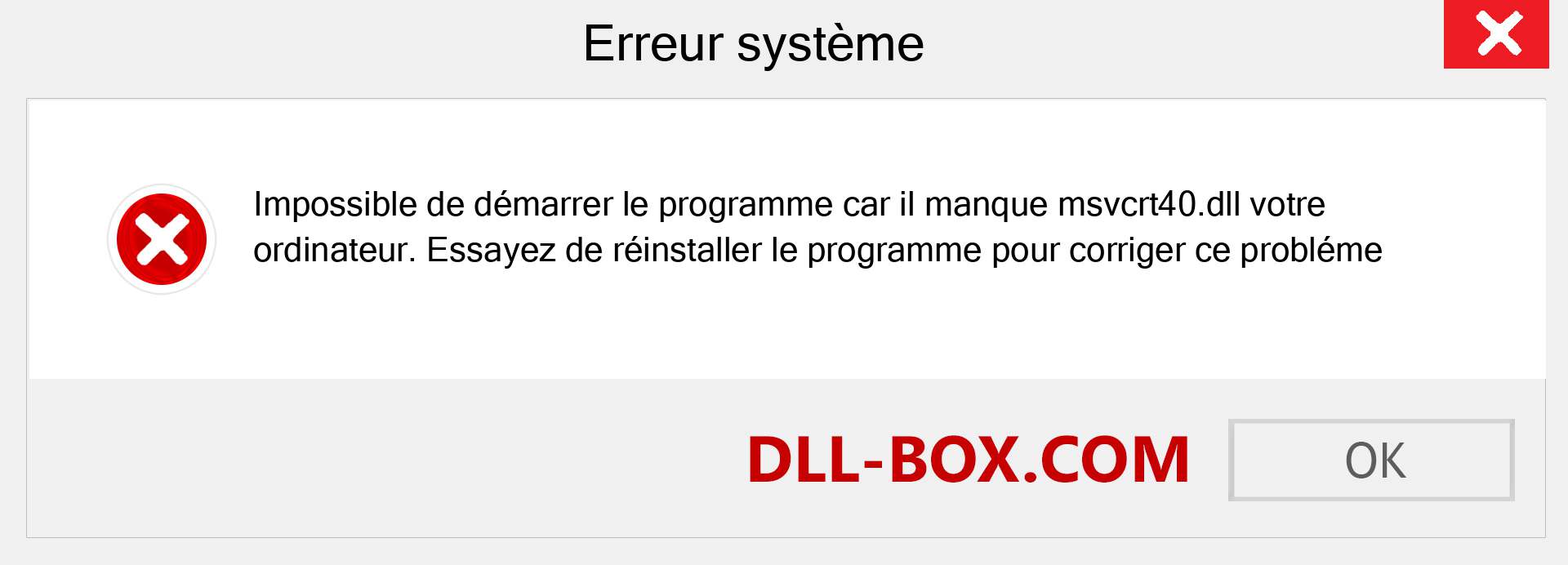 Le fichier msvcrt40.dll est manquant ?. Télécharger pour Windows 7, 8, 10 - Correction de l'erreur manquante msvcrt40 dll sur Windows, photos, images