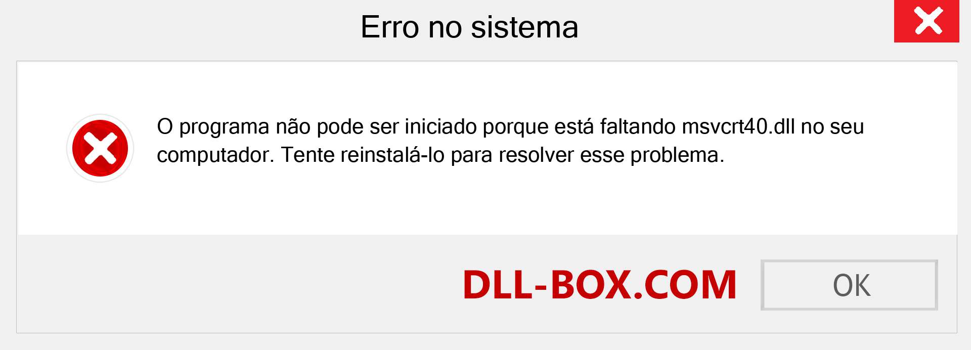 Arquivo msvcrt40.dll ausente ?. Download para Windows 7, 8, 10 - Correção de erro ausente msvcrt40 dll no Windows, fotos, imagens